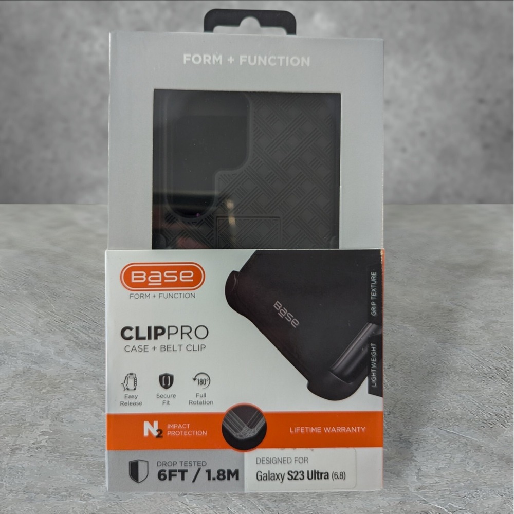 W7. Base ClipPro Case + Belt Clip For Samsung Galaxy S23 Ultra, In Black